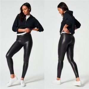 🚨 New No Tags Spanx Women's Size XL Faux Black Leather Leggings Pants Stretch